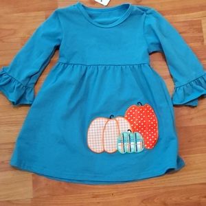 Teal dress with pumpkins